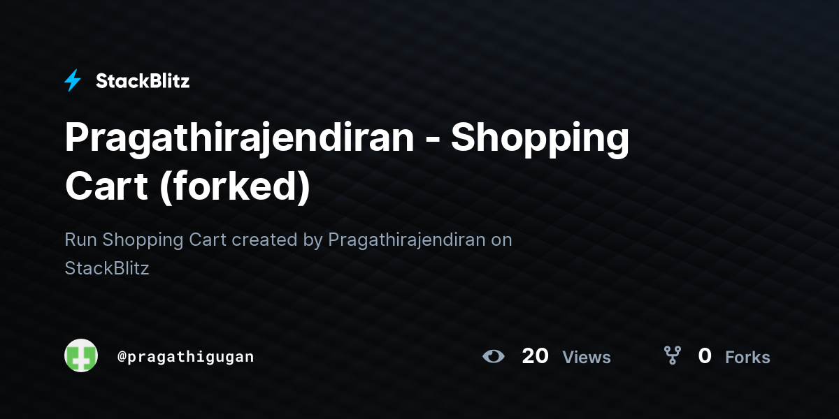 Pragathirajendiran - Shopping Cart (forked) - StackBlitz