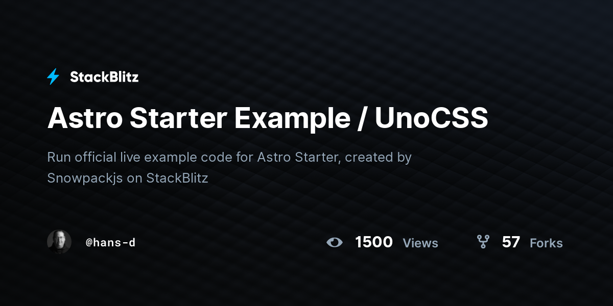 Astro Starter Example / UnoCSS - StackBlitz