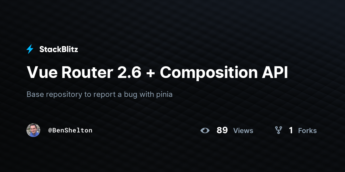 Vue Router 2.6 + Composition API - StackBlitz