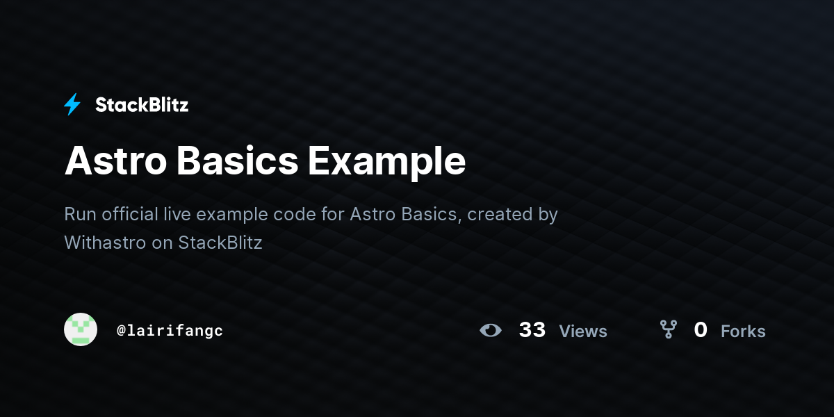 Astro Basics Example - StackBlitz