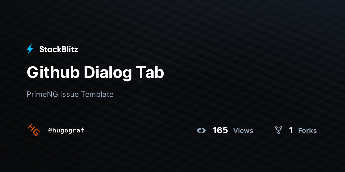 Github Dialog Tab - StackBlitz