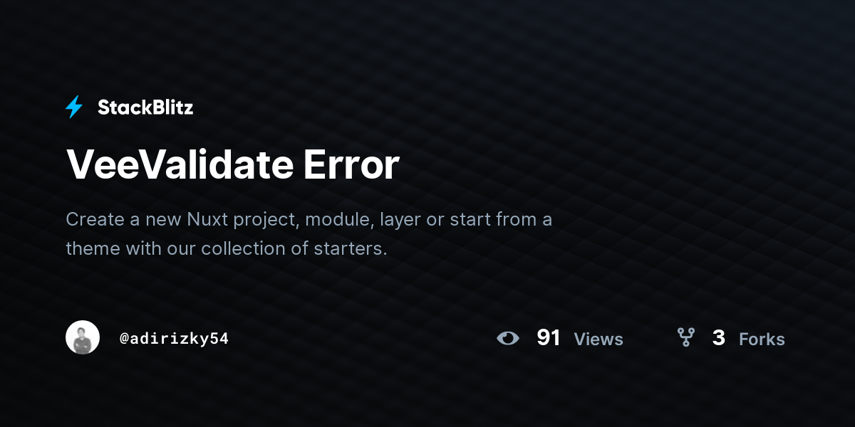 VeeValidate Error - StackBlitz