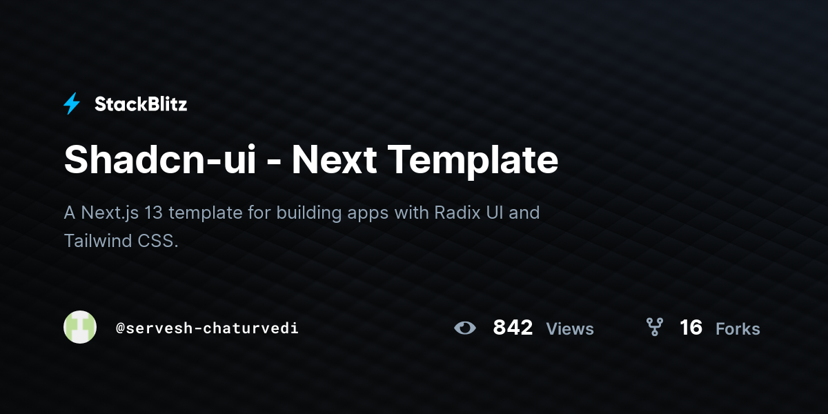 Shadcn-ui - Next Template - StackBlitz