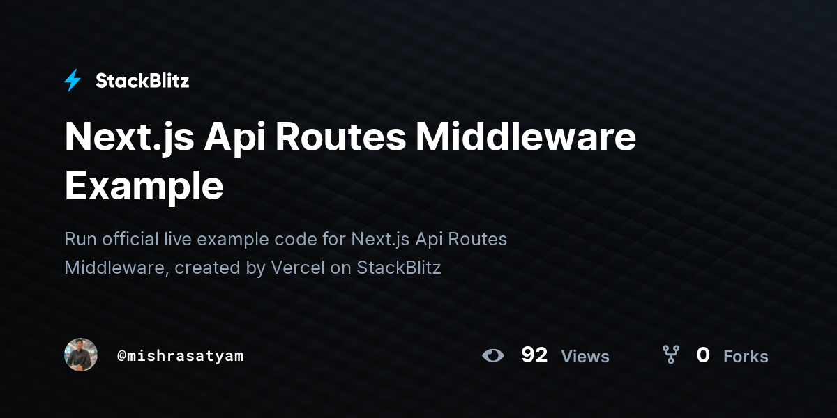Next.js Api Routes Middleware Example - StackBlitz