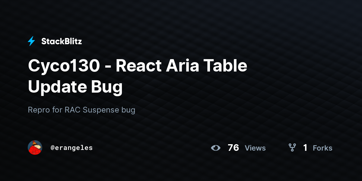 Cyco130 - React Aria Table Update Bug - StackBlitz