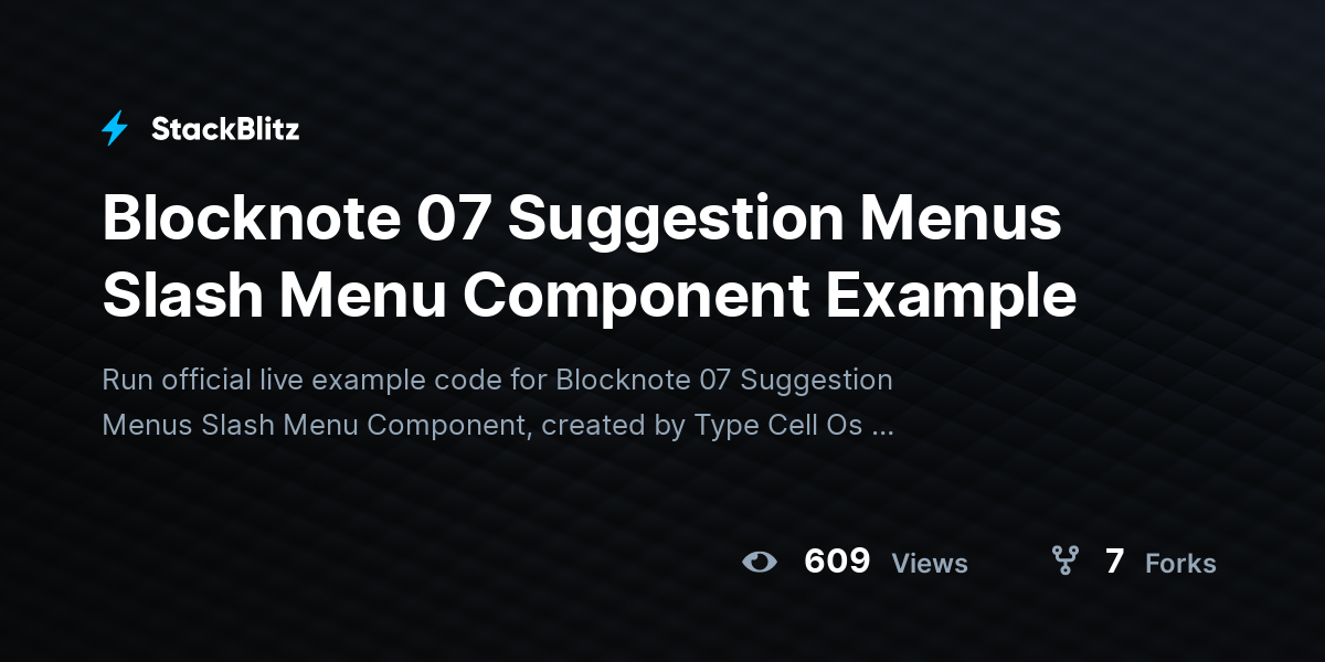 Blocknote 07 Suggestion Menus Slash Menu Component Example - StackBlitz