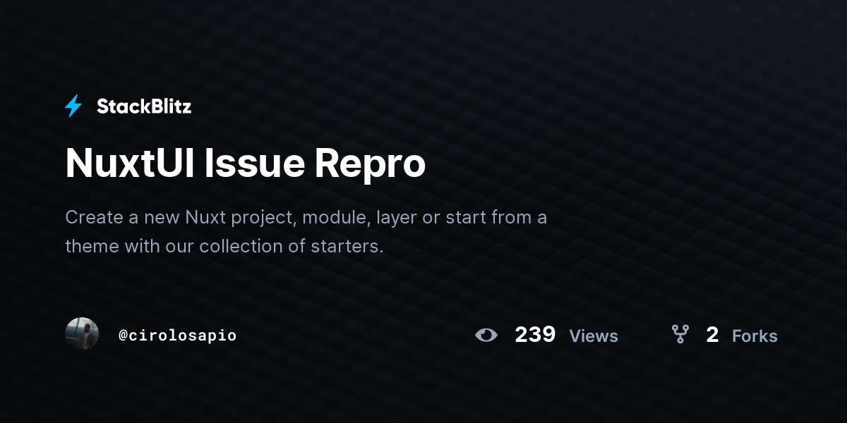 NuxtUI Issue Repro - StackBlitz