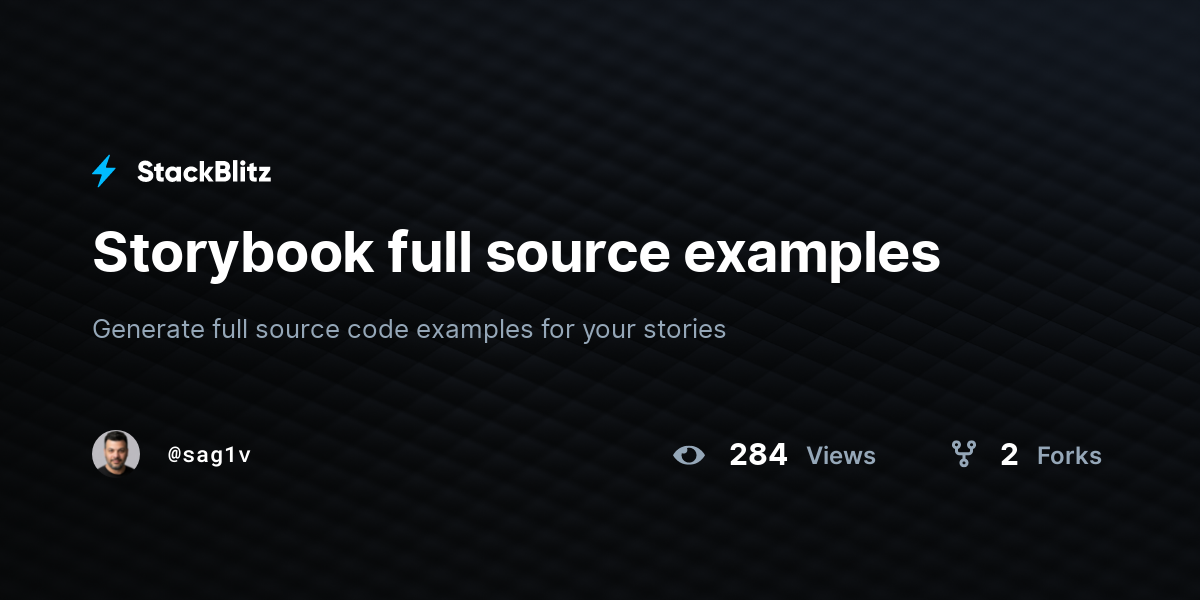Storybook full source examples - StackBlitz