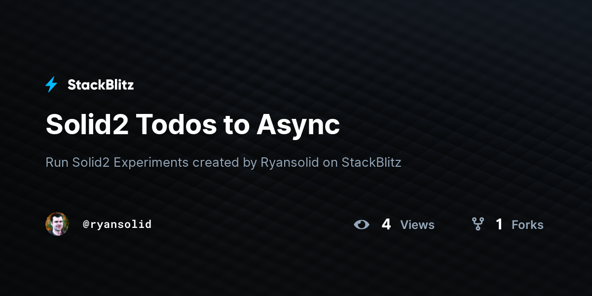 Solid2 Todos to Async - StackBlitz
