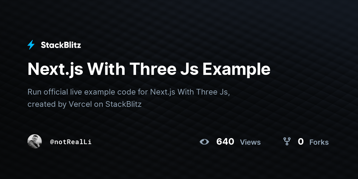 Next.js With Three Js Example - StackBlitz