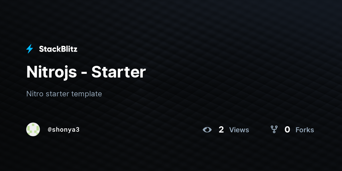 Nitrojs - Starter - StackBlitz