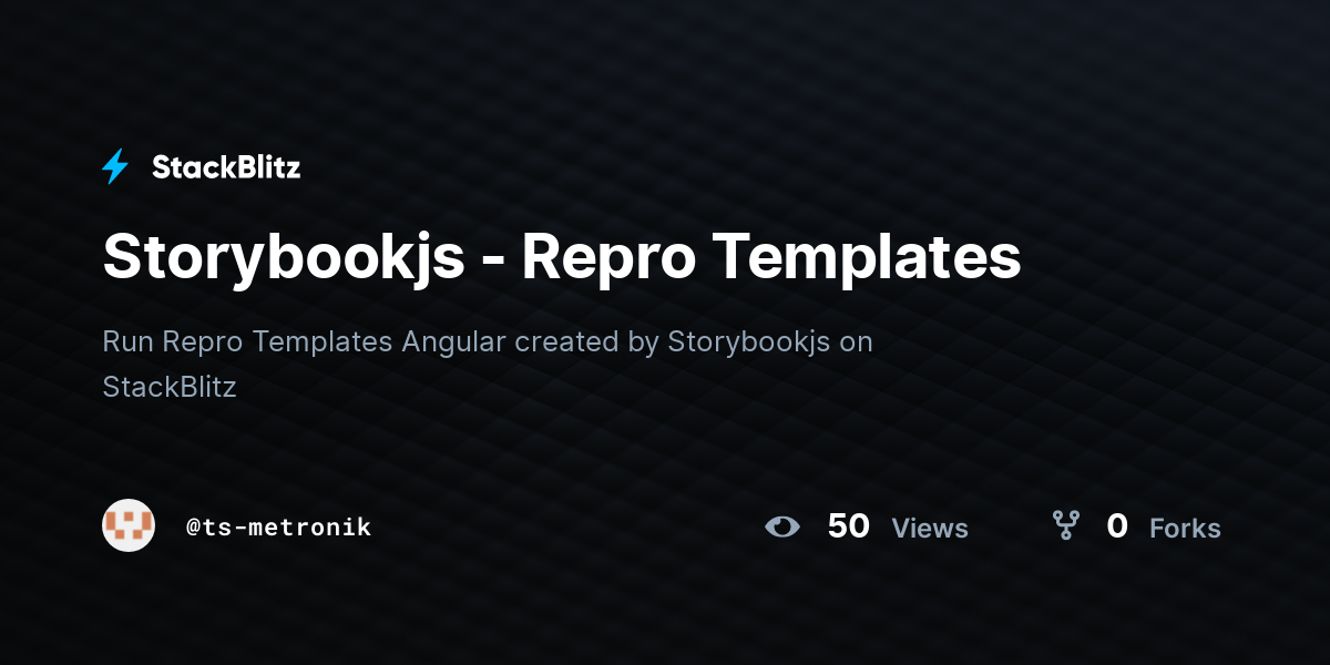 Storybookjs - Repro Templates - StackBlitz