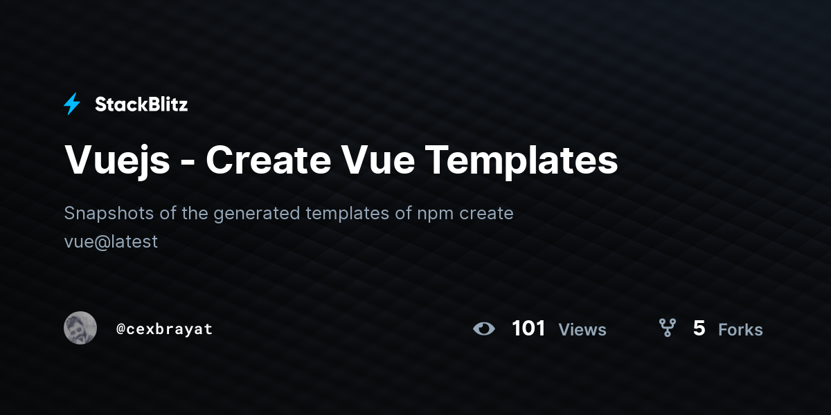 Vuejs - Create Vue Templates - StackBlitz