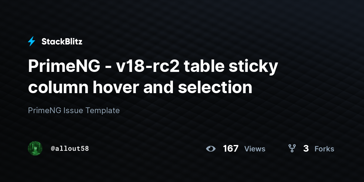 PrimeNG - v18-rc2 table sticky column hover and selection - StackBlitz