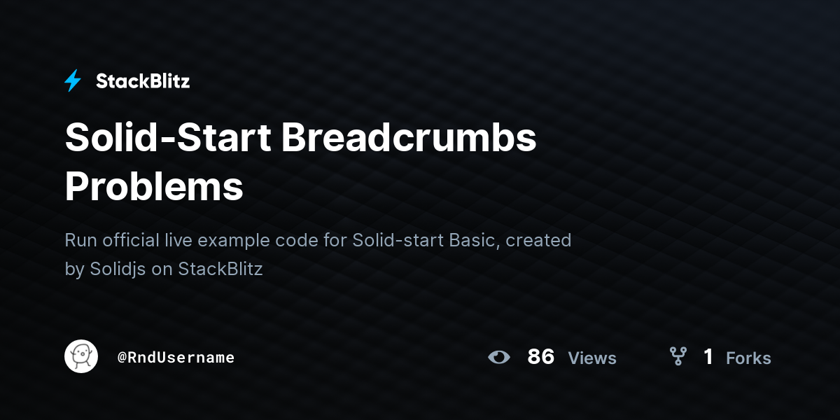 Solid-Start Breadcrumbs Problems - StackBlitz