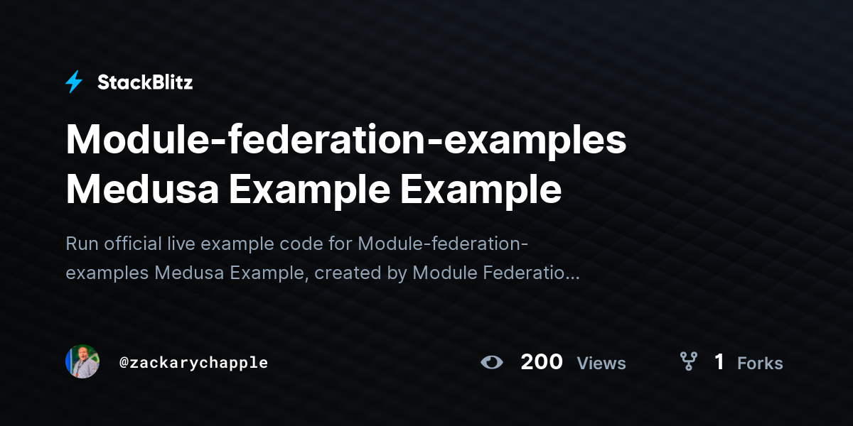 Module-federation-examples Medusa Example Example - StackBlitz