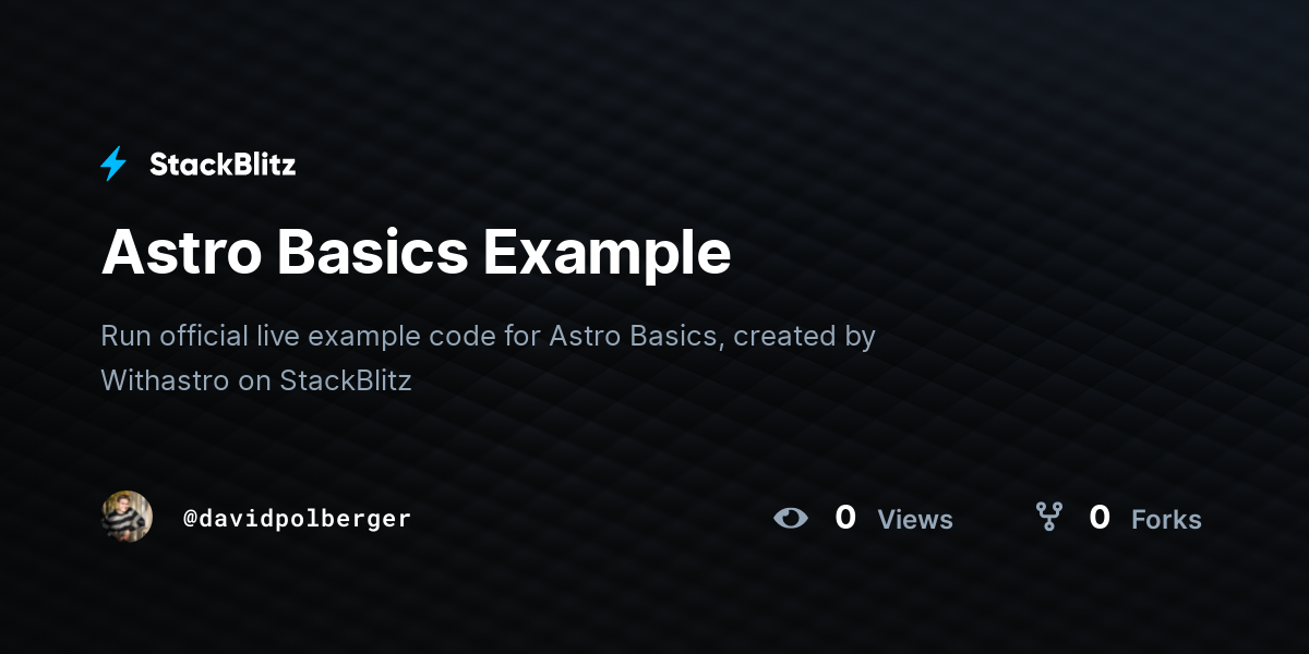 Astro Basics Example - StackBlitz