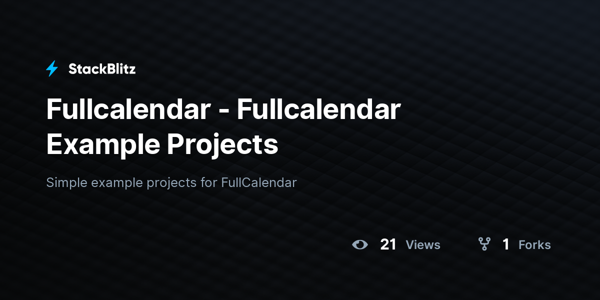 Fullcalendar - Fullcalendar Example Projects - StackBlitz