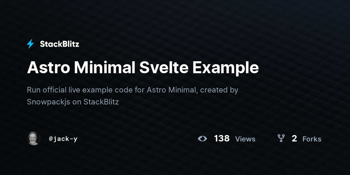 Astro Minimal Svelte Example - StackBlitz