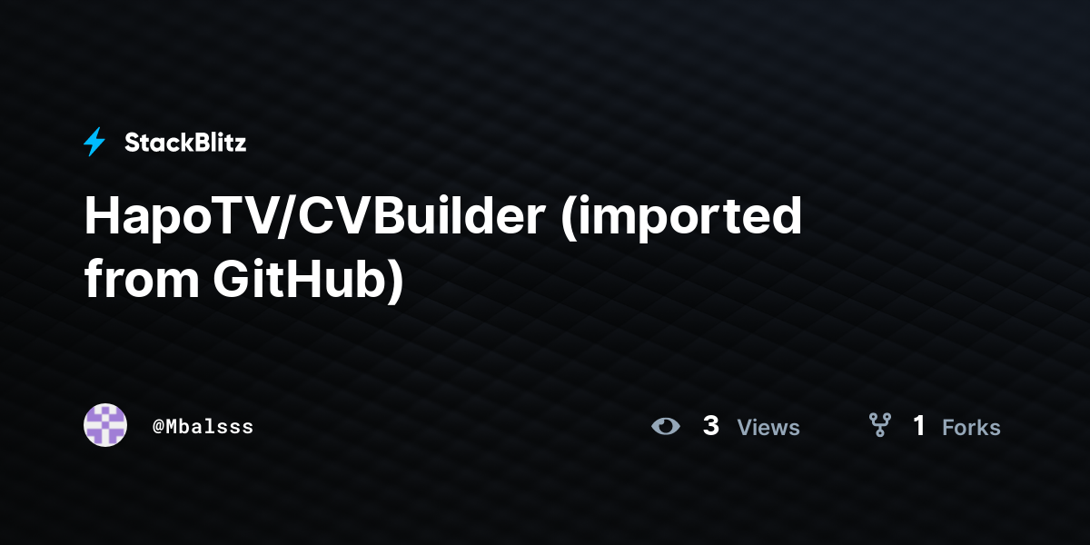 HapoTV/CVBuilder (imported from GitHub) - StackBlitz