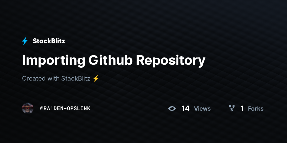 Importing Github Repository - StackBlitz