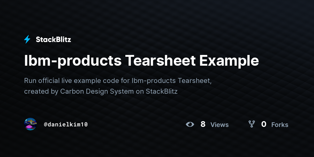 Ibm-products Tearsheet Example - StackBlitz