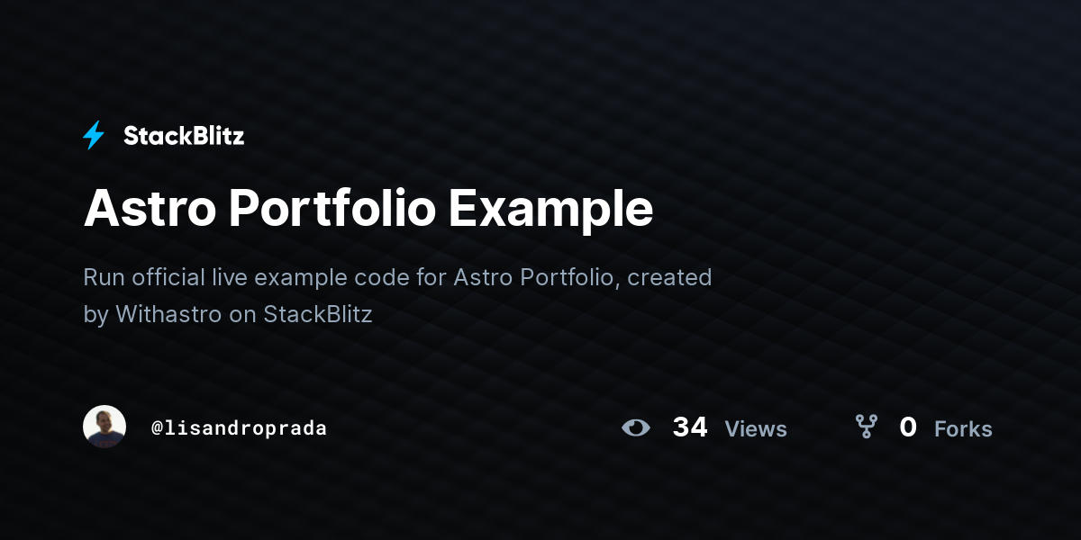 Astro portfolio example stackblitz