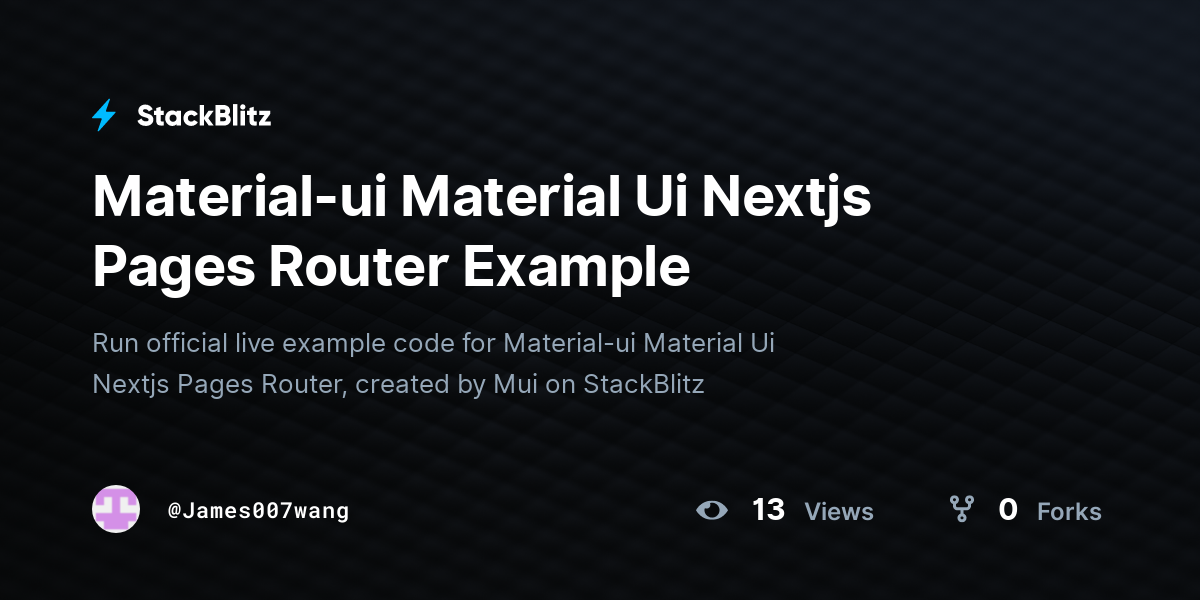 Material-ui Material Ui Nextjs Pages Router Example - StackBlitz