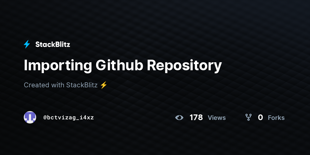 Importing Github Repository - StackBlitz