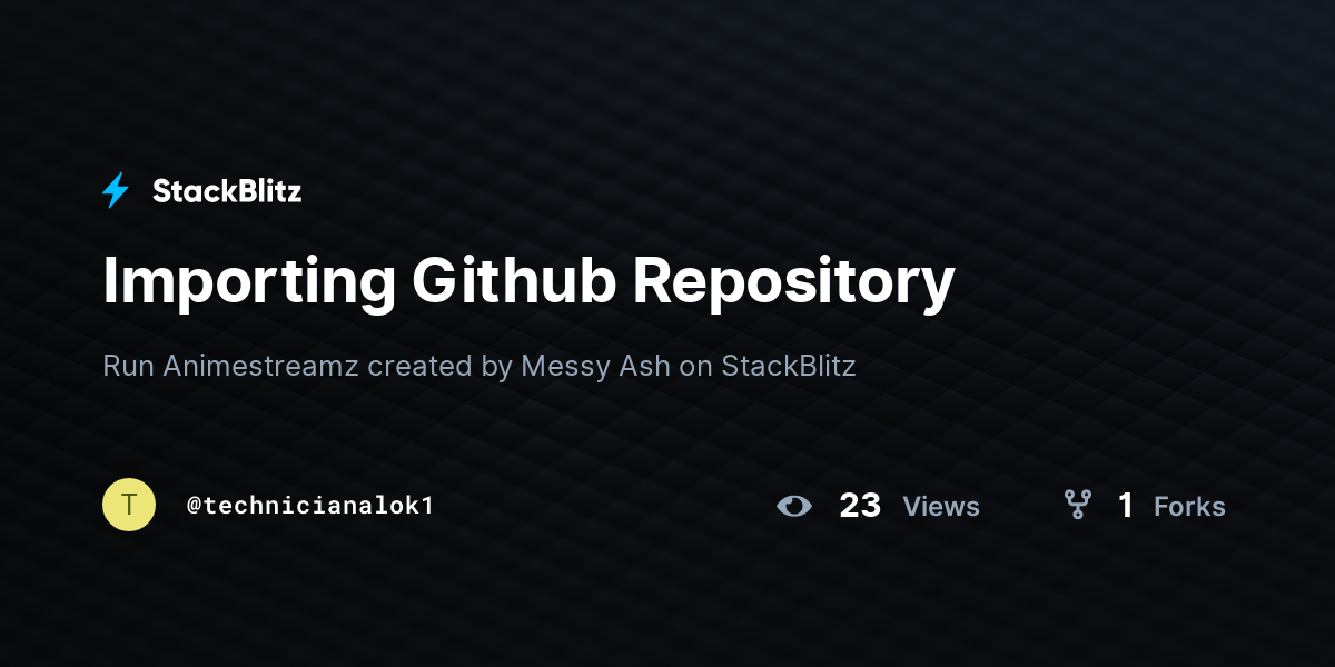 Importing Github Repository - StackBlitz