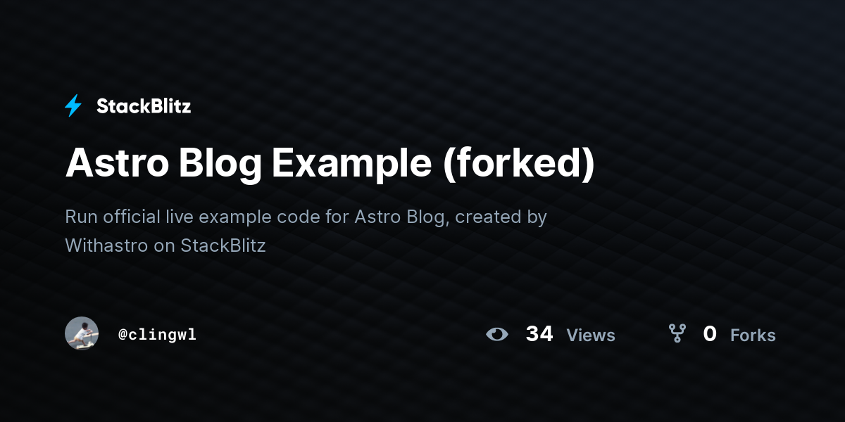 Astro Blog Example (forked) - StackBlitz