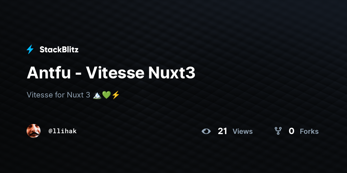 Antfu - Vitesse Nuxt3 - StackBlitz