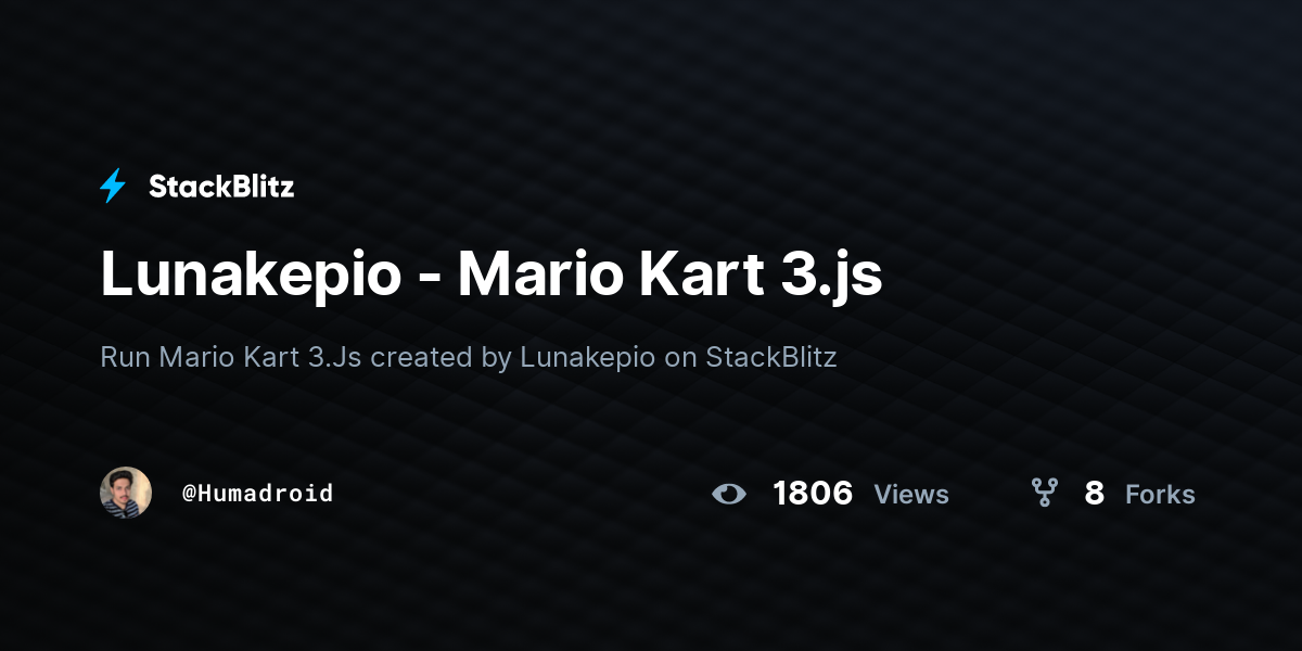 Lunakepio - Mario Kart 3.js - StackBlitz