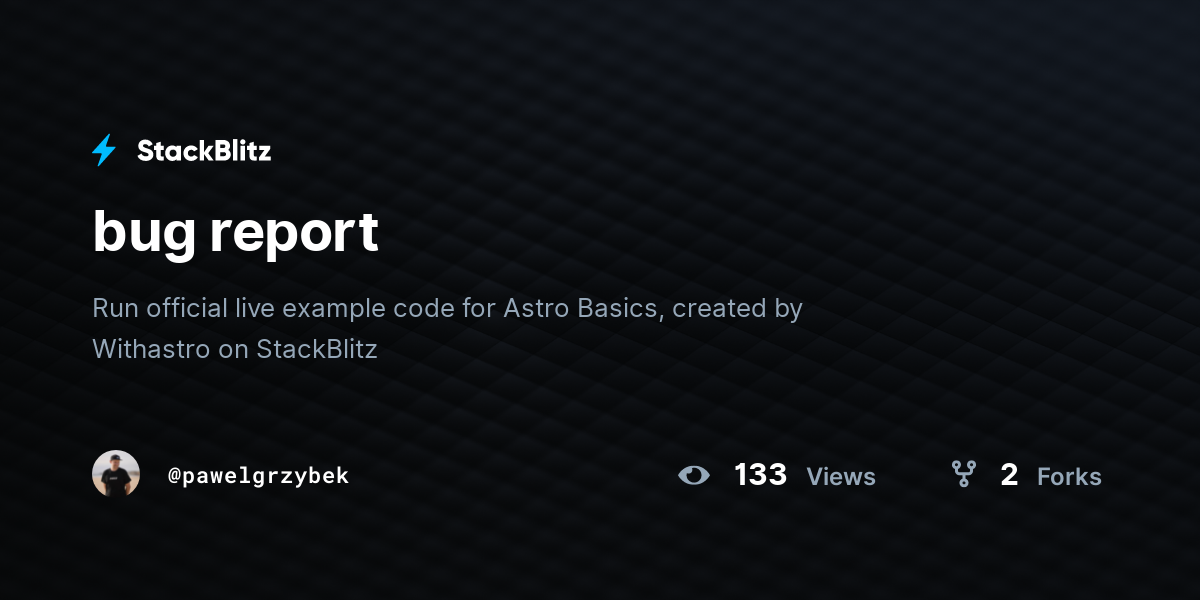 bug report - StackBlitz