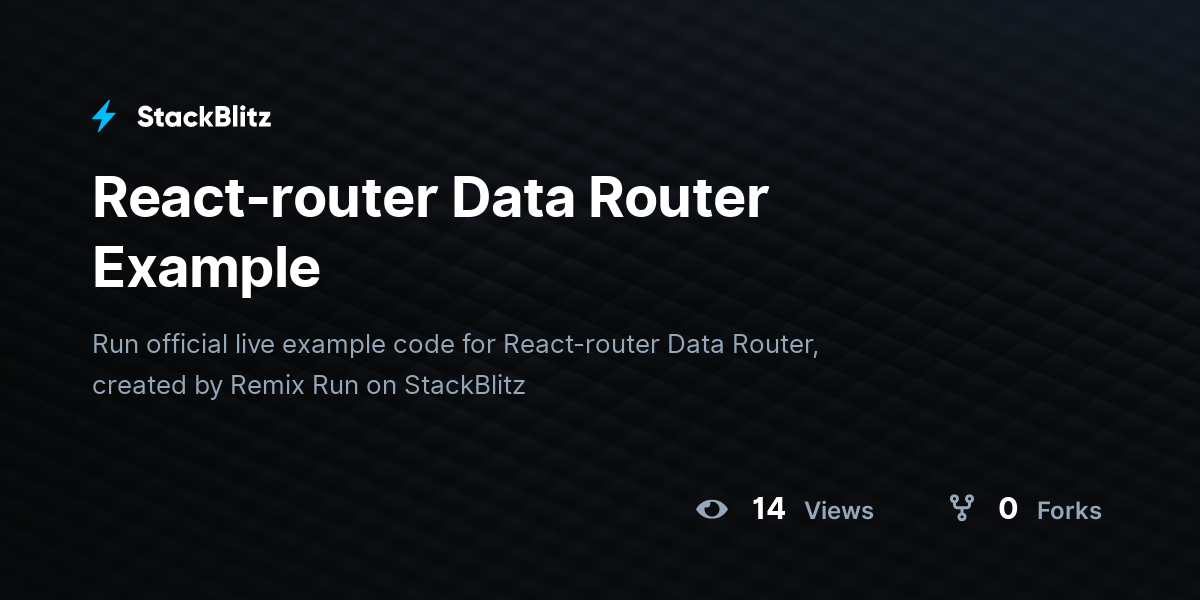 React router data router example stackblitz