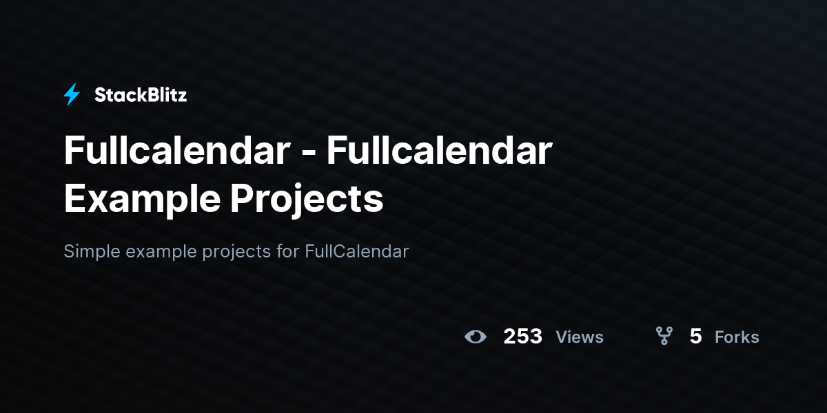 Fullcalendar - Fullcalendar Example Projects - StackBlitz