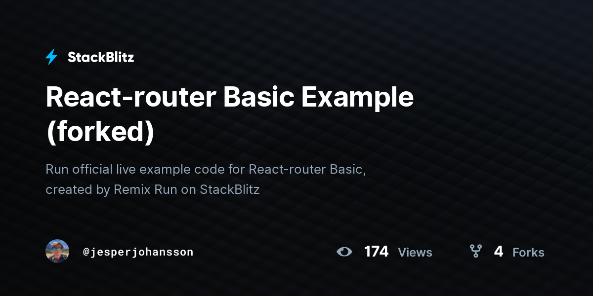 React-router Basic Example (forked) - StackBlitz