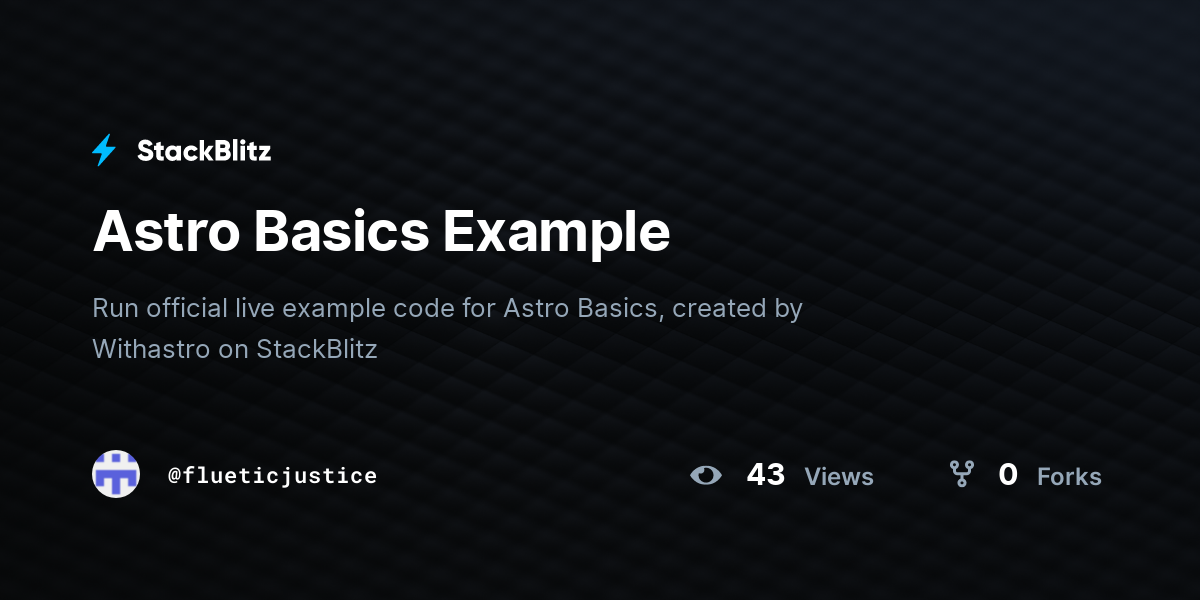 Astro Basics Example - StackBlitz