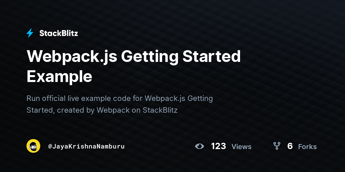 Webpack.js Getting Started Example - StackBlitz