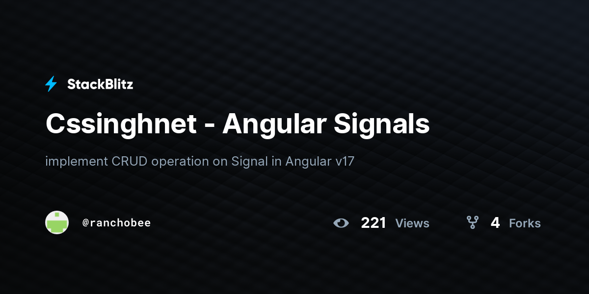 Cssinghnet - Angular Signals - StackBlitz