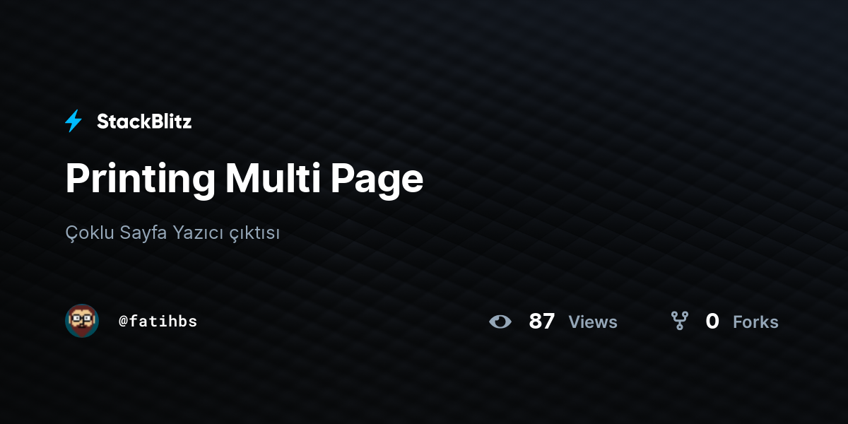 Printing Multi Page - StackBlitz