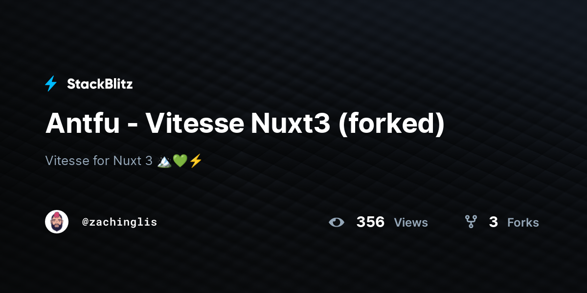 Antfu - Vitesse Nuxt3 (forked) - StackBlitz