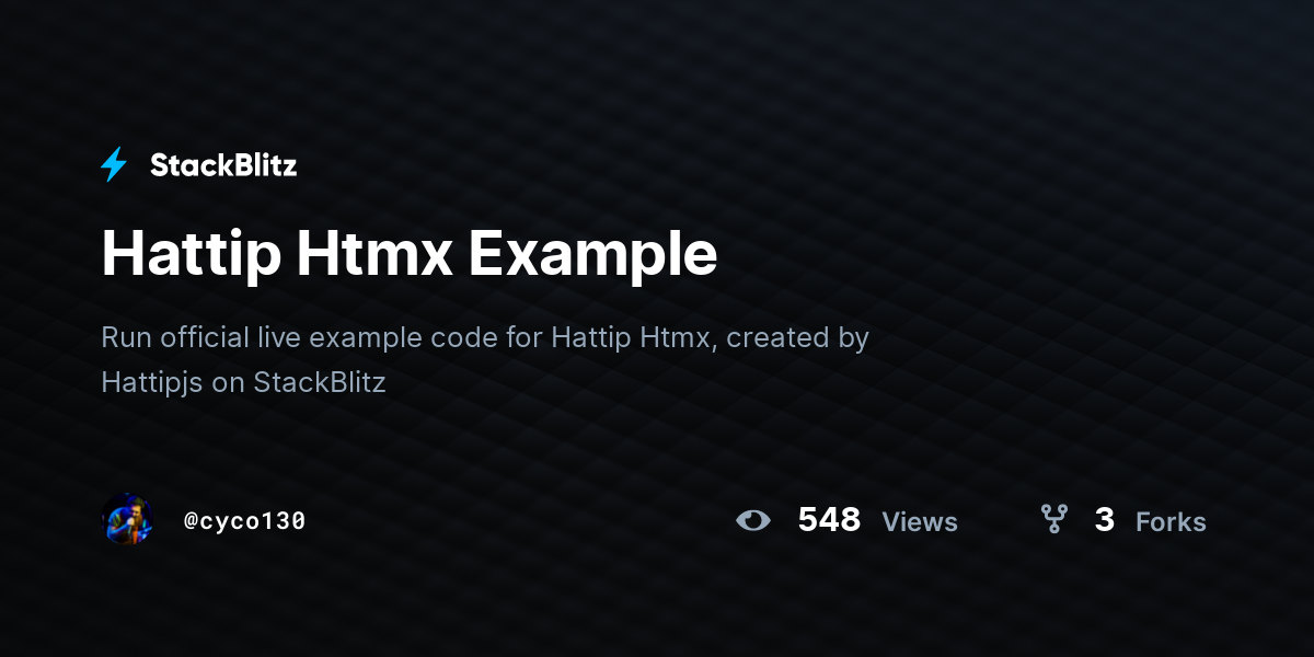 Hattip Htmx Example - StackBlitz