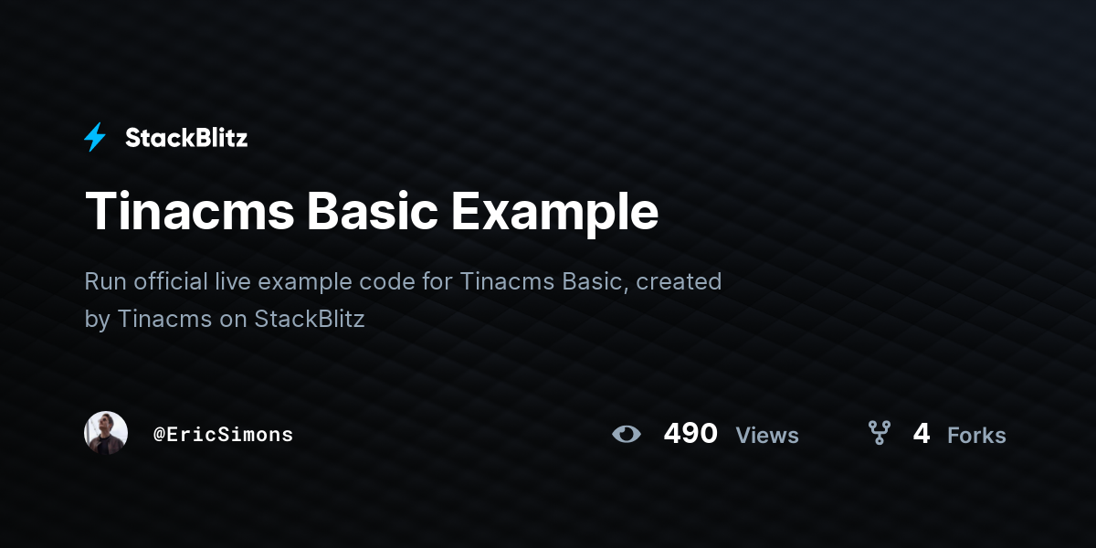 Tinacms Basic Example - StackBlitz