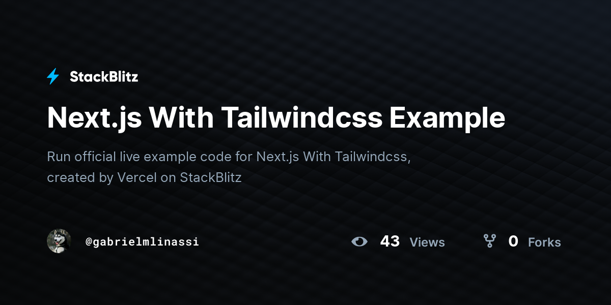 Next.js With Tailwindcss Example - StackBlitz