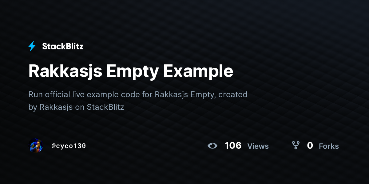 Rakkasjs Empty Example - StackBlitz
