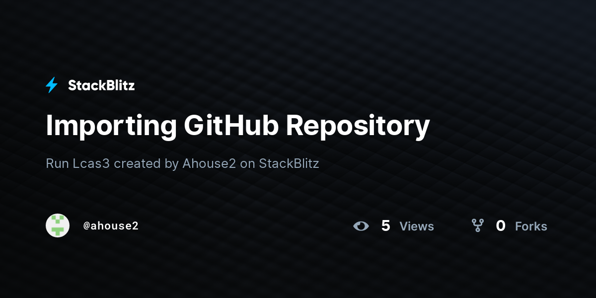 Importing GitHub Repository - StackBlitz
