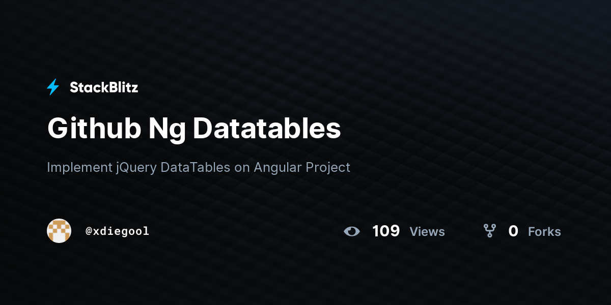 Github Ng Datatables - StackBlitz