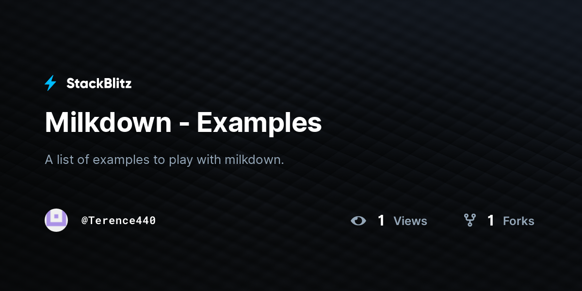 Milkdown - Examples - StackBlitz