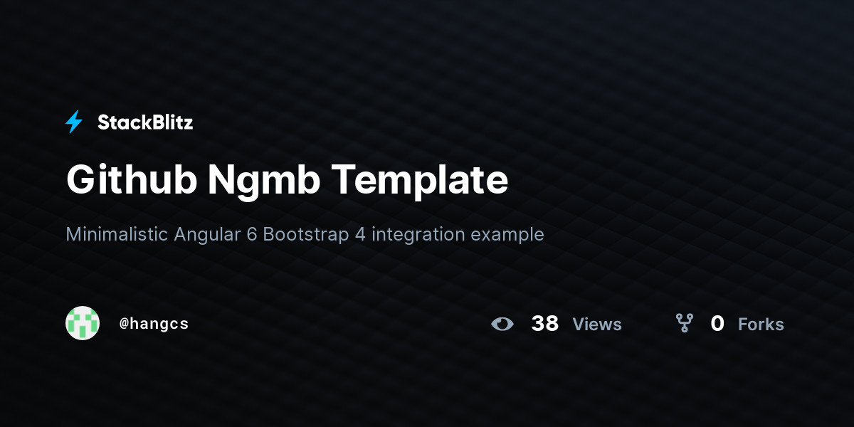 Github Ngmb Template - StackBlitz